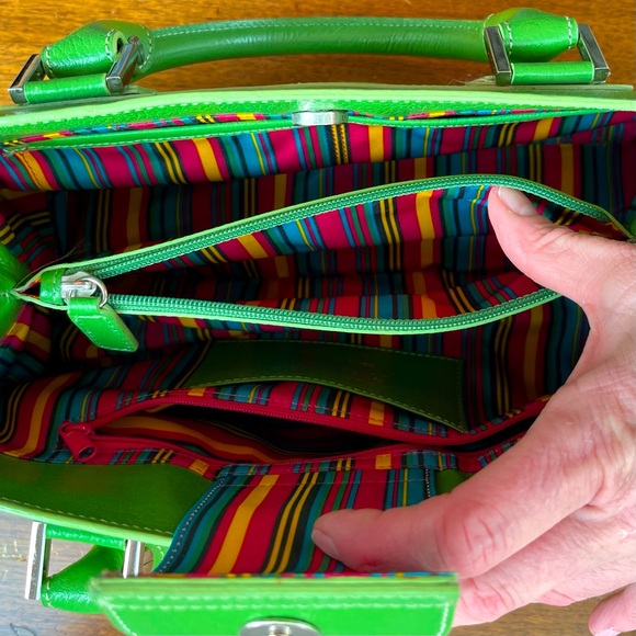 Nordstrom Lime Green Leather Double Handle Bag - Picture 5 of 12